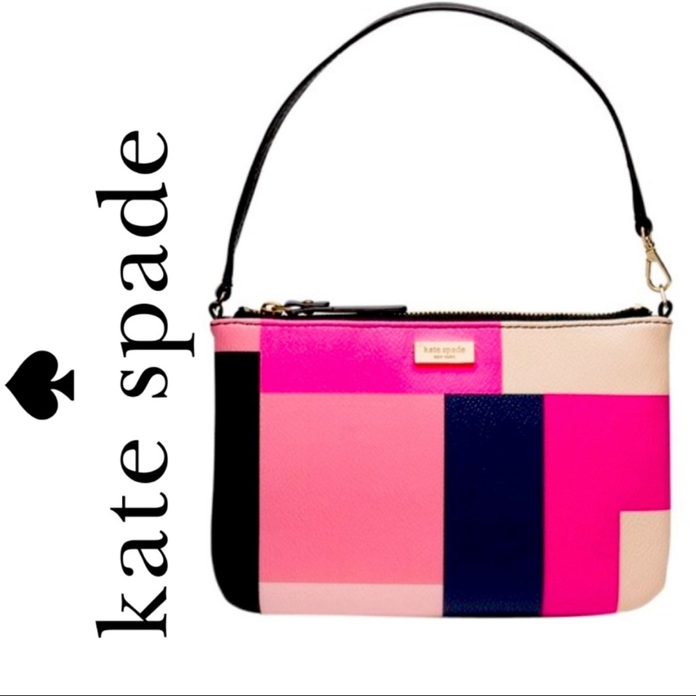 Kate Spade Grant Street lolly color block party baguette with leather trim